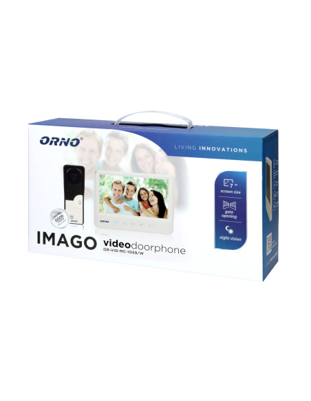 Zestaw wideodomofonowy, bezsłuchawkowy, kolor, LCD 7", biały, IMAGO