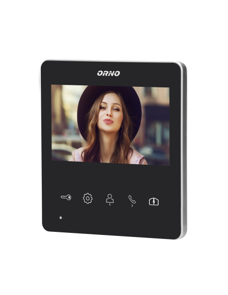  Zestaw wideodomofonowy 2-żyłowy bezsłuchawkowy, kolor, 4,3" LCD,  z czytnikiem breloków zbliżeniowych, czarny, NAOS...