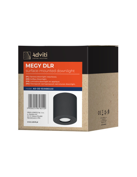 MEGY DLR GU10 downlight max 50W, IP54, okrągły, czarny, aluminium