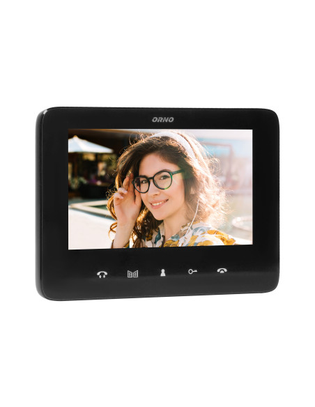 Wideo monitor bezsłuchawkowy, kolorowy, LCD 7", do zestawów z serii INDI i SCUTI, otwieranie bramy, interkom, czarny