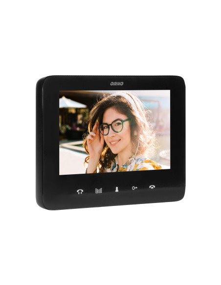 Wideo monitor bezsłuchawkowy, kolorowy, LCD 7", do zestawów z serii INDI i SCUTI, otwieranie bramy, interkom, czarny