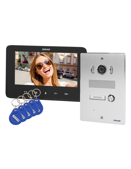  Zestaw wideodomofonowy bezsłuchawkowy, kolor,  LCD 7", z czytnikiem breloków zbliżeniowych, interkom, podtynkowy,...