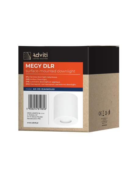 MEGY DLR GU10 downlight max 50W, IP54, okrągły, biały, aluminium