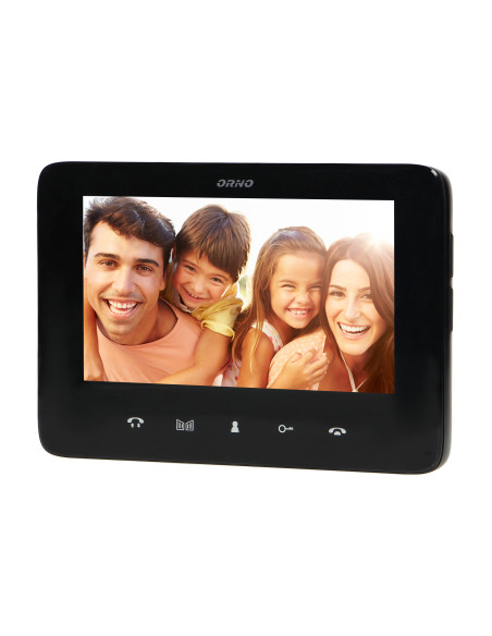 Zestaw wideodomofonowy, bezsłuchawkowy, kolor, LCD 7", interkom, z szyfratorem, natynkowy, czarny, SCUTI