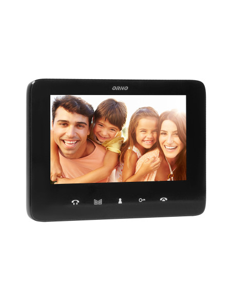 Zestaw wideodomofonowy, bezsłuchawkowy, kolor, LCD 7", interkom, z szyfratorem, natynkowy, czarny, SCUTI