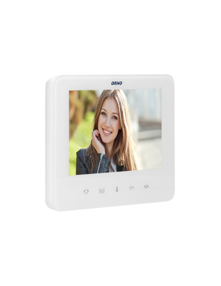 Zestaw wideodomofonowy, bezsłuchawkowy, kolor, LCD 7", interkom, z szyfratorem, natynkowy, biały, SCUTI