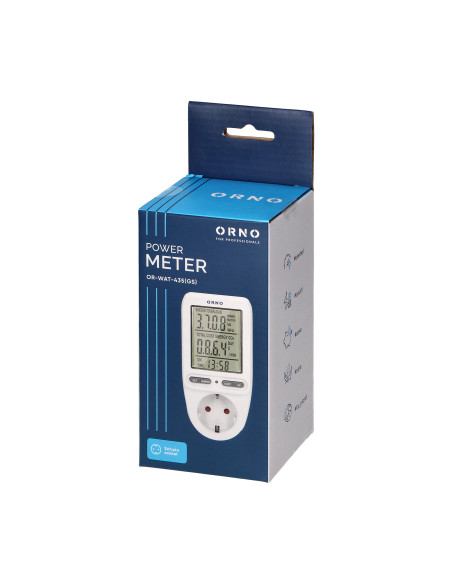 Watomierz, kalkulator energii z wyświetlaczem LCD, wersja schuko