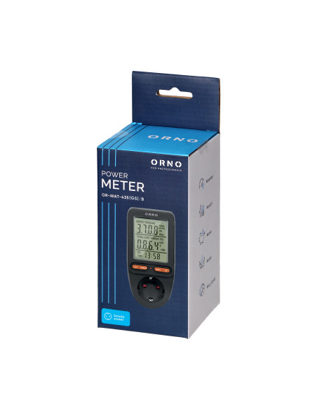 Watomierz, kalkulator energii z wyświetlaczem LCD, wersja Schuko, czarny