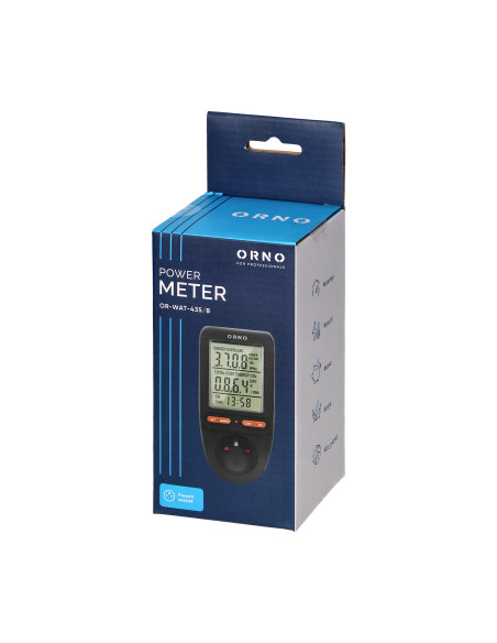 Watomierz, kalkulator energii z wyświetlaczem LCD, czarny