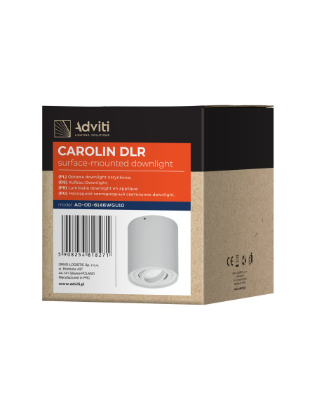 CAROLIN DLR GU10 downlight max 35W, IP20, okrągły, biały