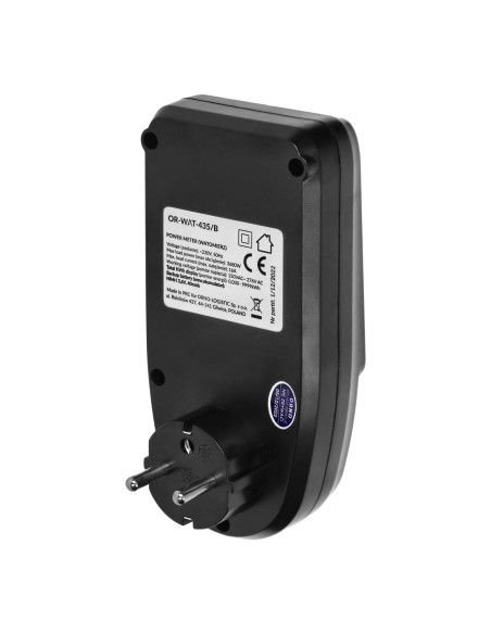 Watomierz, kalkulator energii z wyświetlaczem LCD, czarny