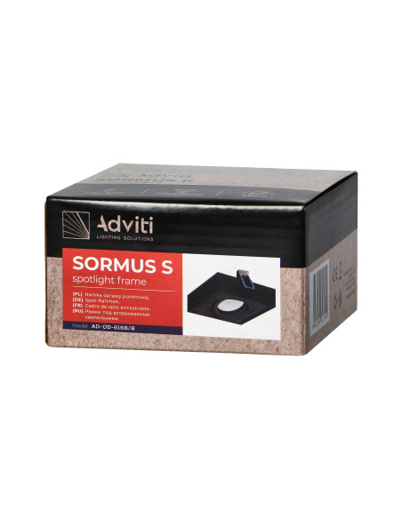 SORMUS S ramka dekoracyjna oprawy punktowej, MR16/GU10 max 50W, regulowana, kwadrat, czarna