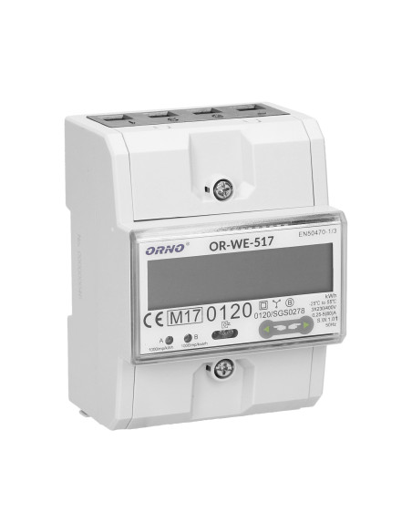 3-fazowy licznik energii elektrycznej, 80A, port RS-485, wielotaryfowy, 4,5 moduły, DIN TH-35mm