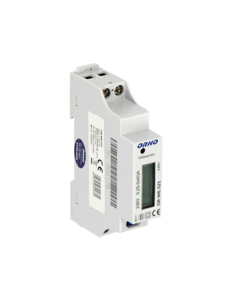 1-fazowy licznik energii elektrycznej, 40A, MID, wyjście impulsowe, podświetlenie, 1 moduł, DIN TH-35mm