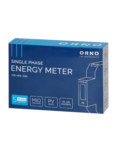 1-fazowy licznik energii elektrycznej 100A, wielotaryfowy, port RS-485, MID, 1 moduł, DIN TH-35mm, PV