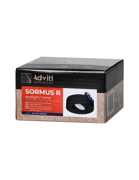 SORMUS R ramka dekoracyjna oprawy punktowej, MR16/GU10 max 50W, regulowana, koło, czarna