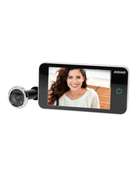 Elektroniczny wizjer do drzwi 4", szerokokątny obiektyw, bateryjny, srebrny