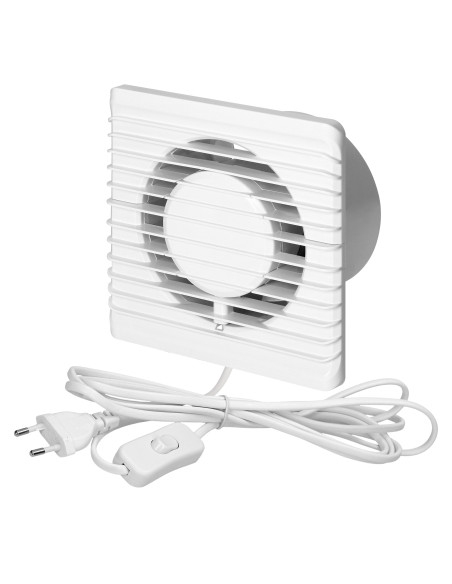 Wentylator łazienkowy 100mm, natynkowy - przewód z wyłącznikiem