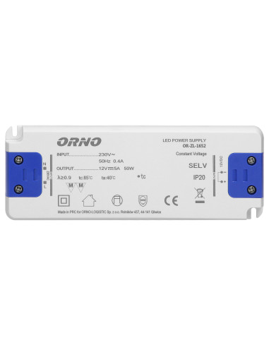 Zasilacz płaski do LED  12VDC 50W, IP20...