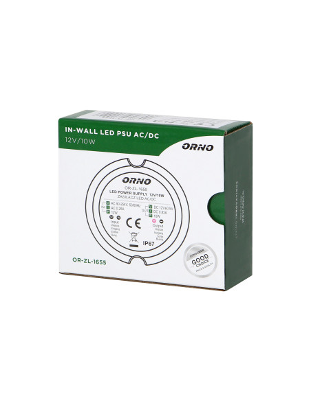 Zasilacz do LED do puszki 12VDC 10W, IP67