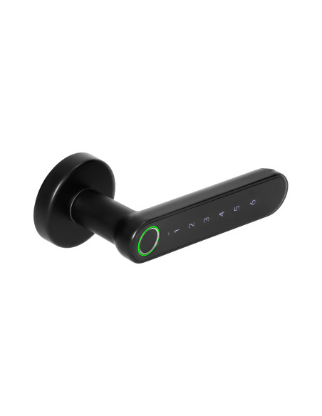 Klamka szyfrowa z klawiaturą dotykową i funkcją smart - czytnik linii papilarnych, Bluetooth 4.0, czarny
