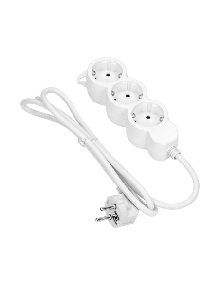 Przedłużacz 3-krotny 2P+Z (Schuko), 3m H05VV-F 3x1,0mm², Imax 10A, biały