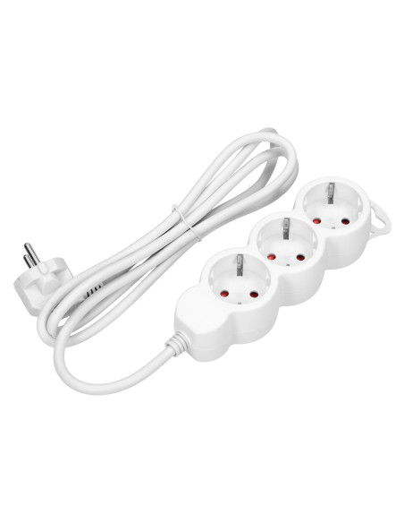 Przedłużacz 3-krotny 2P+Z (Schuko), 5m H05VV-F 3x1,0mm², Imax 10A, biały