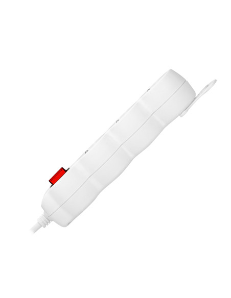 Przedłużacz 3-krotny 2P+Z (Schuko), z wyłącznikiem, 5m H05VV-F 3x1,0mm², Imax 10A, biały