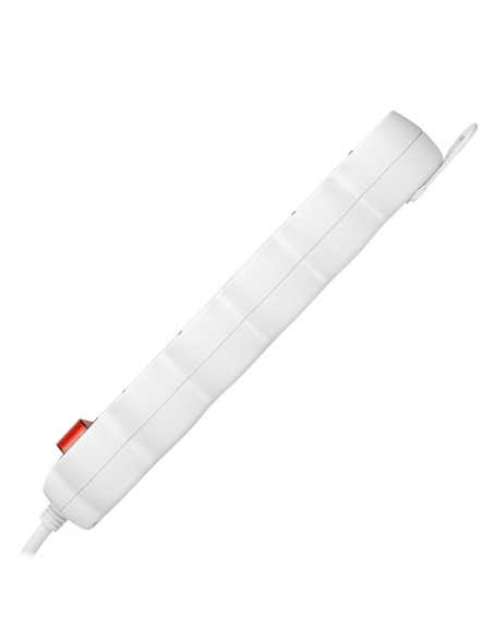 Przedłużacz 5-krotny 2P+Z (schuko), z wyłącznikiem, 3m H05VV-F 3x1,0mm², Imax 10A, biały