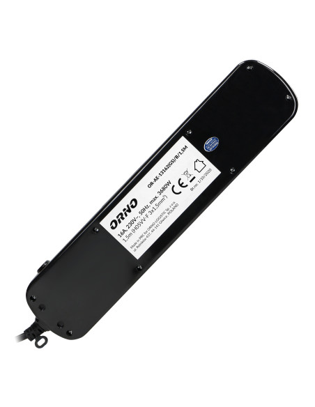  Listwa zasilająca "Multiswitch", 6 gniazd 2P+Z (Schuko), kabel 3x1,0mm², długość 1,5m. Wyłącznik termiczny....