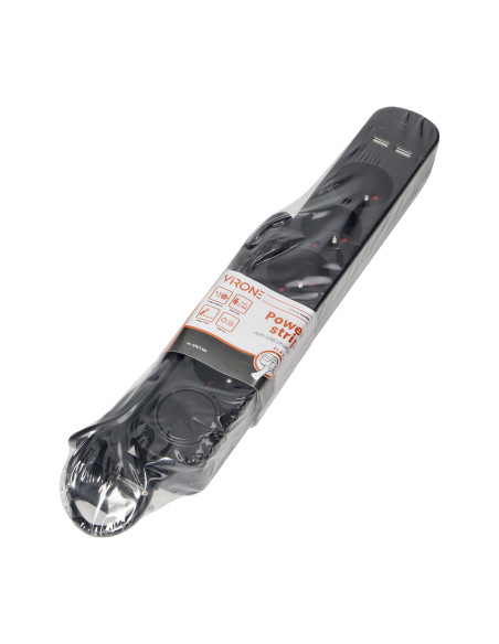  Listwa przeciwprzepięciowa, 5 gniazd 2P+Z, kabel 1,5m, z przyciskiem podświetlanym dwutorowym, ochronnikiem...