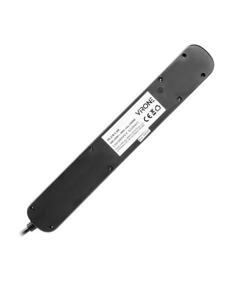  Listwa przeciwprzepięciowa, 5 gniazd 2P+Z, kabel 1,5m, z przyciskiem podświetlanym dwutorowym, ochronnikiem...