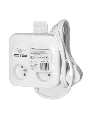 Kwadratowa listwa zasilająca z ładowarką USB...