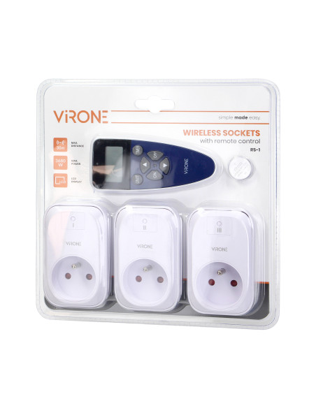 Zestaw gniazd bezprzewodowych sterowanych pilotem z funkcją timera 3+1