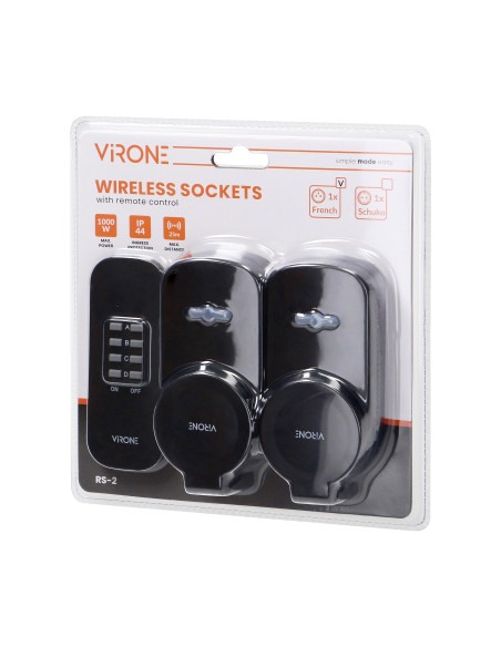 Zestaw bezprzewodowych gniazd sterowanych pilotem 2+1, IP44