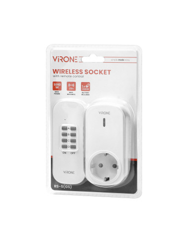 Bezprzewodowe gniazdo sterowane pilotem 1+1,...