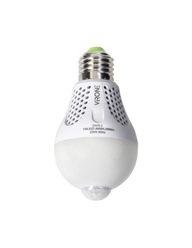 NAMIB LED PIR 7W A60, żarówka z PIR 7W, 600lm, 4000K