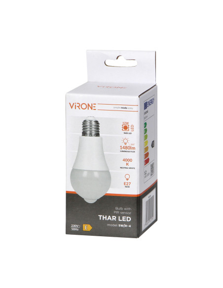 THAR LED 12W żarówka z czujnikiem ruchu PIR 1480lm, 4000K