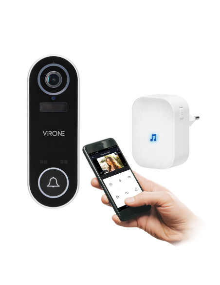 Bezprzewodowy dzwonek wideo LAYO z kamerą wideo Full HD, WiFi i odbiornikiem sieciowym, IP65, komunikacja ze smartfonem...