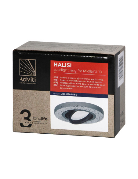 HALISI RM ramka dekoracyjna oprawy punktowej, okrągła, ruchoma, czarna, MR16/GU10 max 50W