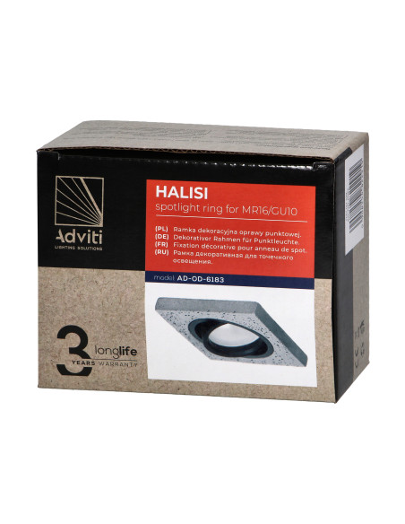 HALISI SM ramka dekoracyjna oprawy punktowej,  kwadratowa, ruchoma, czarna, MR16/GU10 max 50W