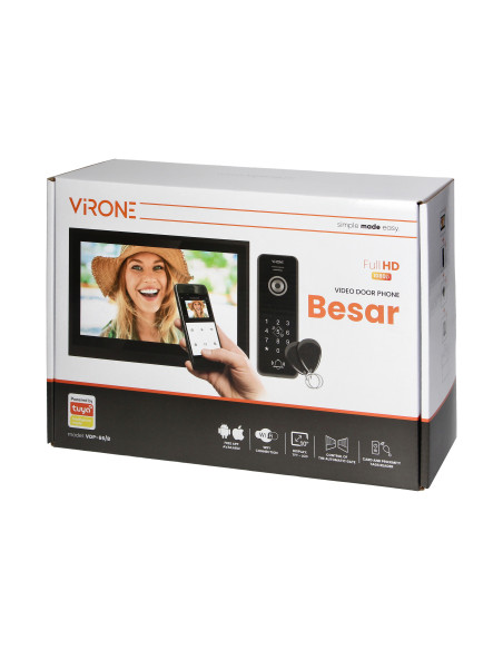 Wideodomofon WIFI LCD 10" Szyfrator na Kod Breloki APLIKACJA TUYA Zasilacz na Szynę DIN BESAR