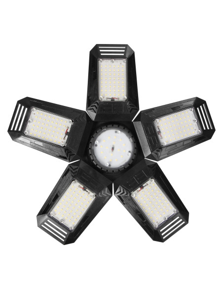 RIGEL LED lampa warsztatowa składana 5-skrzydłowa, E27 55W, 6500K, 4950lm