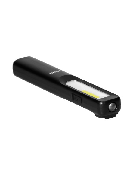 Latarka warsztatowa LED 3W 200lm + 50lm, 1200mAh, 3 tryby: 100%, 50%, dioda frontowa, magnes, klips