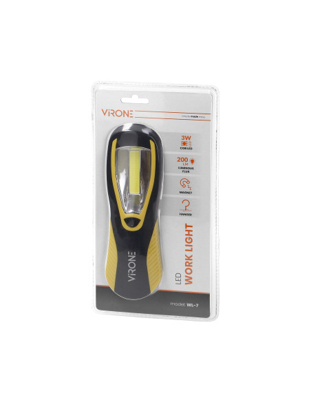 Latarka warsztatowa LED COB 3W, 200lm, 3 x AA magnes, haczyk