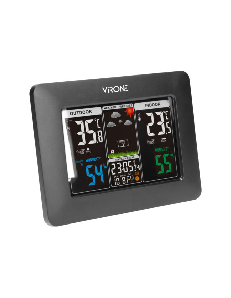 Bezprzewodowa stacja pogodowa z pomiarem temperatury i wilgotności na zewnątrz i wewnątrz, czarna