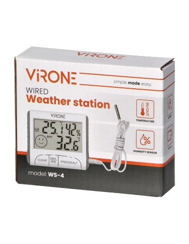 Wielofunkcyjna stacja pogodowa, przewodowa, biała