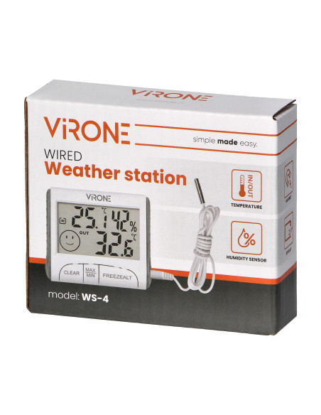 Wielofunkcyjna stacja pogodowa, przewodowa, biała