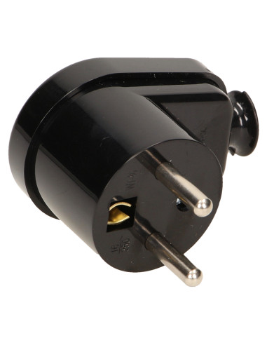 Wtyczka kątowa 2P+Z, czarna