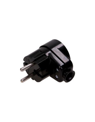 Wtyczka kątowa 2P z gniazdem, czarna